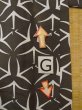 Photo20: N0920S Vintage Japanese women  Dark Olive HAORI short jacket / Silk. Crossed circles Folded paper crane pattern  (Grade C) (20)