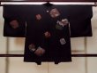 Photo2: N0920T Vintage Japanese women   Black HAORI short jacket / Silk. Chrysanthemum,   (Grade C) (2)