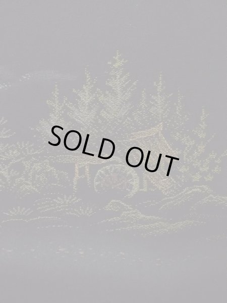 Photo1: Mint N0920U Vintage Japanese women   Black HAORI short jacket / Synthetic. Pine tree/branch/needle,   (Grade A) (1)