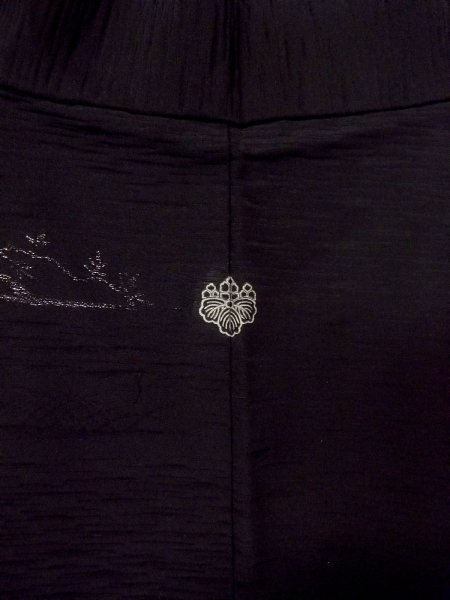 Photo3: Mint N0920X Vintage Japanese women   Black HAORI short jacket / Silk. Tall grass,   (Grade A) (3)