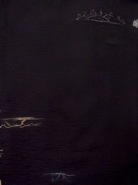 Photo4: Mint N0920X Vintage Japanese women   Black HAORI short jacket / Silk. Tall grass,   (Grade A) (4)