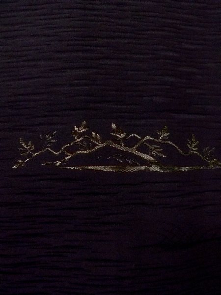 Photo6: Mint N0920X Vintage Japanese women   Black HAORI short jacket / Silk. Tall grass,   (Grade A) (6)