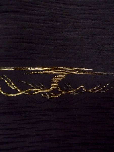 Photo8: Mint N0920X Vintage Japanese women   Black HAORI short jacket / Silk. Tall grass,   (Grade A) (8)