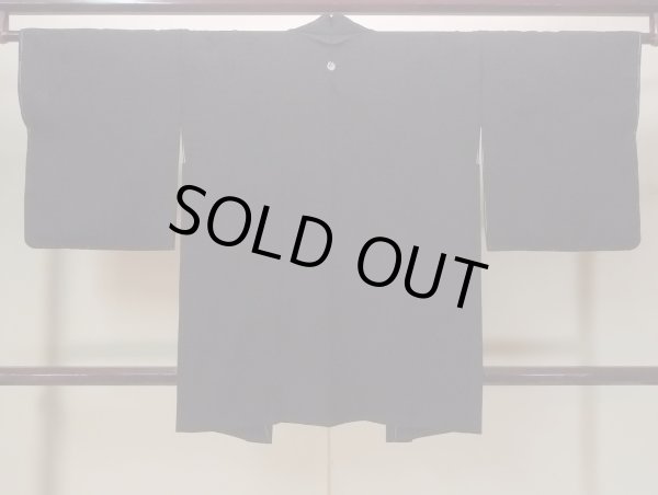 Photo2: Mint N0920Y Vintage Japanese women   Black HAORI short jacket / Silk.    (Grade A) (2)