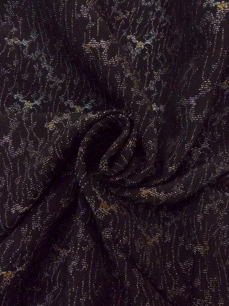 Photo9: Mint N0920Z Vintage Japanese women   Black HAORI short jacket / Silk. Abstract pattern   (Grade A) (9)