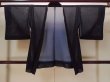 Photo1: N0921A Vintage Japanese women   Black HAORI short jacket / Silk. Flower,   (Grade B) (1)