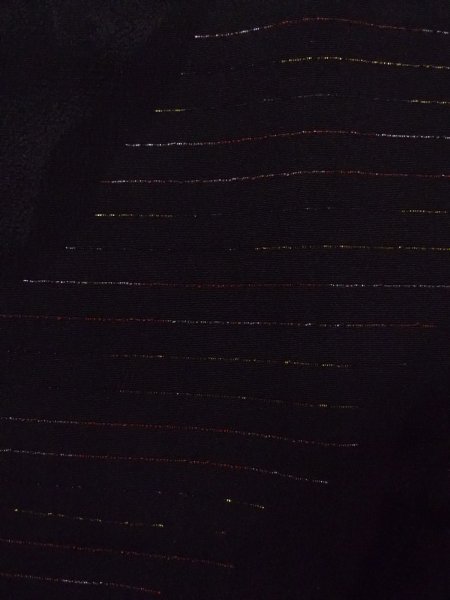 Photo7: Mint N0921B Vintage Japanese women   Black HAORI short jacket / Silk. Stripes   (Grade A) (7)