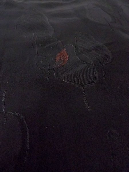 Photo11: N0921C Vintage Japanese women   Black HAORI short jacket / Silk. Leaf,   (Grade B) (11)