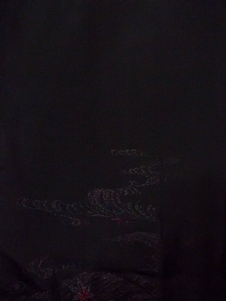 Photo3: Mint N0921D Vintage Japanese women   Black HAORI short jacket / Silk. MOMIJI maple leaf,   (Grade A) (3)