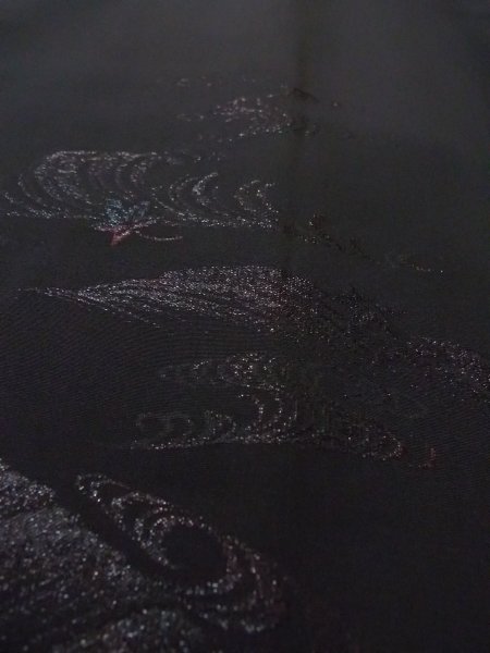 Photo8: Mint N0921D Vintage Japanese women   Black HAORI short jacket / Silk. MOMIJI maple leaf,   (Grade A) (8)