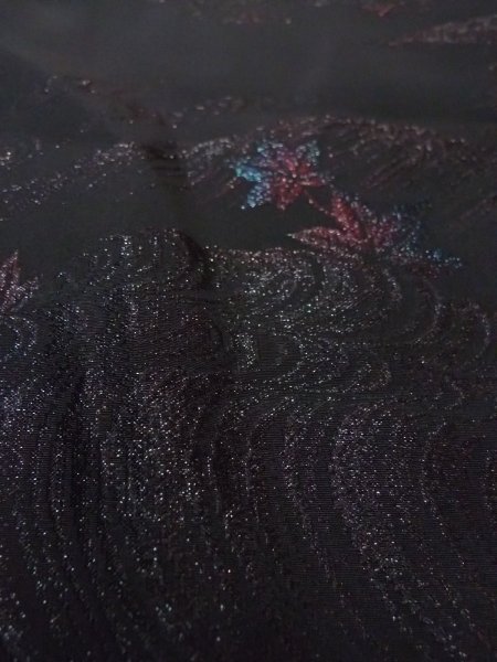 Photo9: Mint N0921D Vintage Japanese women   Black HAORI short jacket / Silk. MOMIJI maple leaf,   (Grade A) (9)