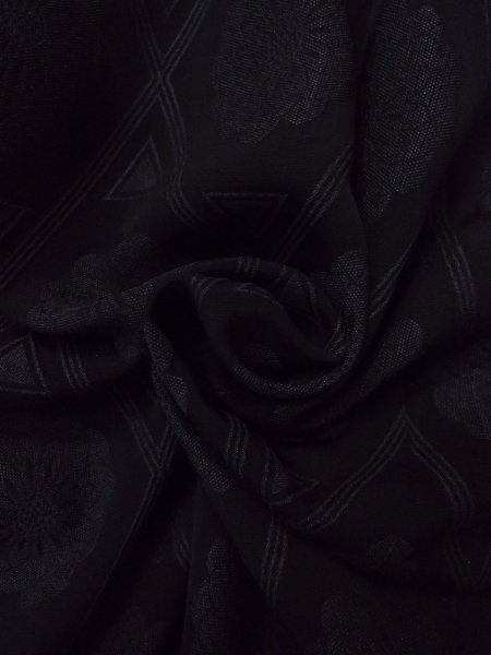 Photo12: N0930F Vintage Japanese kimono   Black HAORI short jacket for women / Silk. Chrysanthemum,   (Grade C) (12)