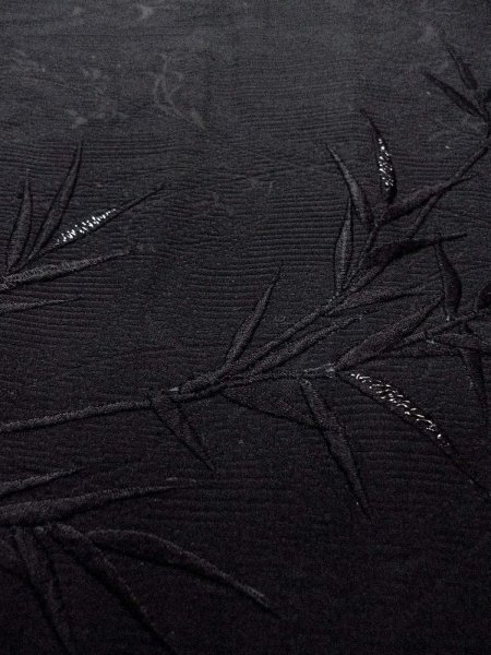 Photo10: Mint N0930M Vintage Japanese kimono   Black HAORI short jacket for women / Silk. Tall grass,   (Grade A) (10)