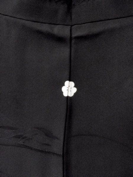 Photo3: N0930T Vintage Japanese kimono   Black HAORI short jacket for women / Silk. Tall grass,   (Grade B) (3)