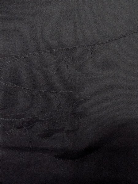 Photo7: N0930T Vintage Japanese kimono   Black HAORI short jacket for women / Silk. Tall grass,   (Grade B) (7)