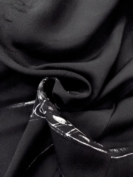 Photo13: N0930T Vintage Japanese kimono   Black HAORI short jacket for women / Silk. Tall grass,   (Grade B) (13)