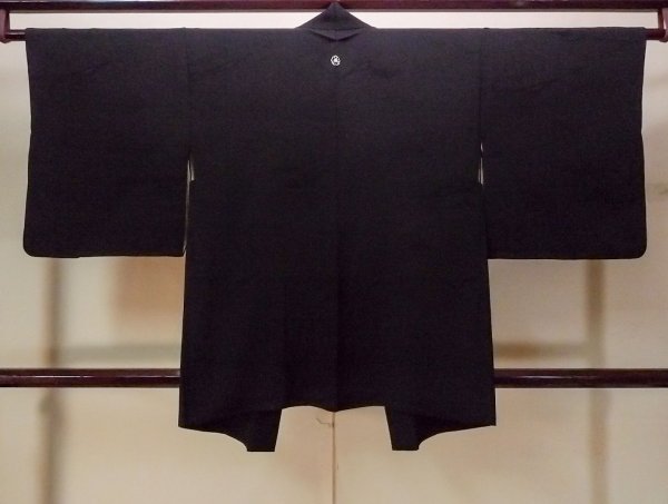 Photo2: Mint N0930W Vintage Japanese kimono   Black HAORI short jacket for women / Silk. Plaid Checks,   (Grade A) (2)