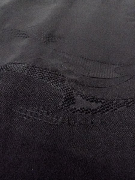 Photo9: Mint N0930W Vintage Japanese kimono   Black HAORI short jacket for women / Silk. Plaid Checks,   (Grade A) (9)