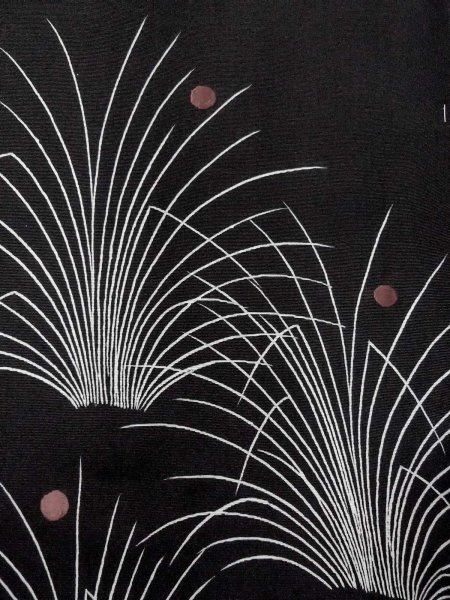 Photo6: N0930X Vintage Japanese kimono  Pale Black HAORI short jacket for women / Silk. Tall grass,   (Grade B) (6)