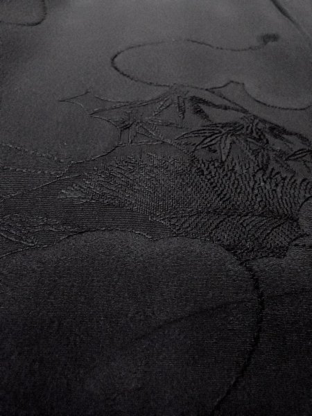 Photo9: N0930Y Vintage Japanese kimono   Black HAORI short jacket for women / Silk.    (Grade A) (9)