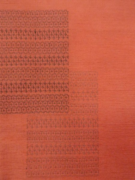 Photo5: N1007A Vintage Japanese kimono  Grayish Orange TSUMUGI pongee for women / Silk. Flower,   (Grade B) (5)