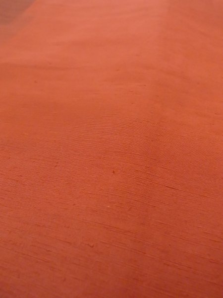 Photo8: N1007A Vintage Japanese kimono  Grayish Orange TSUMUGI pongee for women / Silk. Flower,   (Grade B) (8)