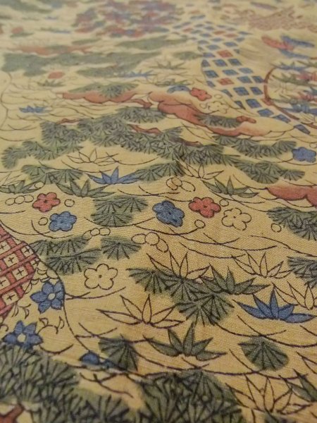 Photo8: Mint N1007F Vintage Japanese kimono  Brownish Beige TSUMUGI pongee for women / Silk. UME plum bloom,   (Grade A) (8)