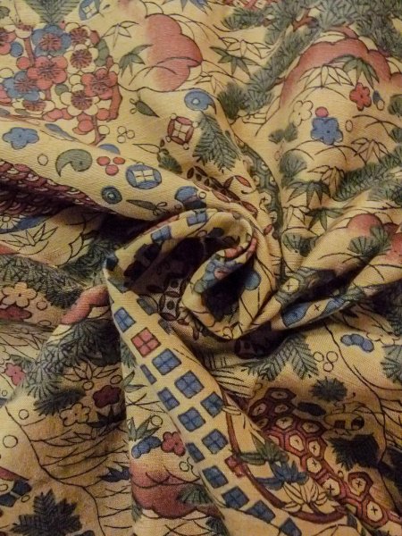 Photo11: Mint N1007F Vintage Japanese kimono  Brownish Beige TSUMUGI pongee for women / Silk. UME plum bloom,   (Grade A) (11)