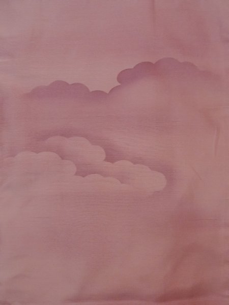 Photo3: N1007J Vintage Japanese kimono  Grayish Dark Red TSUMUGI pongee for women / Silk. Cloud   (Grade C) (3)