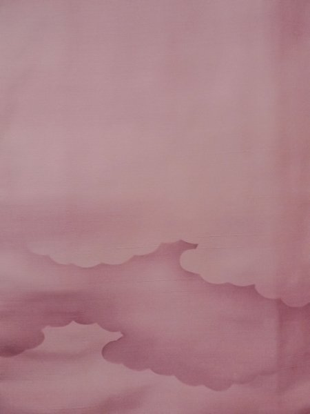 Photo5: N1007J Vintage Japanese kimono  Grayish Dark Red TSUMUGI pongee for women / Silk. Cloud   (Grade C) (5)