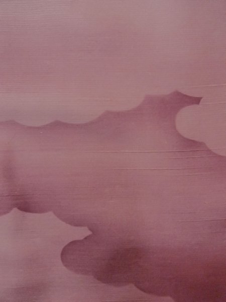 Photo8: N1007J Vintage Japanese kimono  Grayish Dark Red TSUMUGI pongee for women / Silk. Cloud   (Grade C) (8)