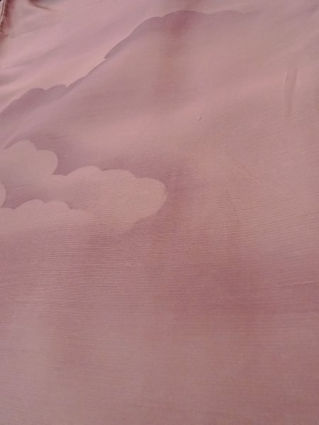 Photo9: N1007J Vintage Japanese kimono  Grayish Dark Red TSUMUGI pongee for women / Silk. Cloud   (Grade C) (9)