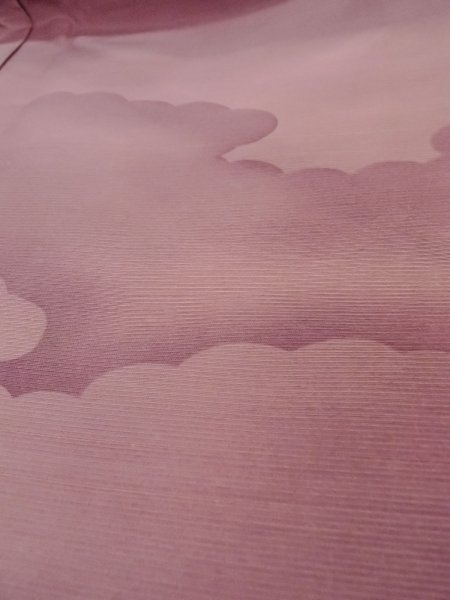 Photo10: N1007J Vintage Japanese kimono  Grayish Dark Red TSUMUGI pongee for women / Silk. Cloud   (Grade C) (10)