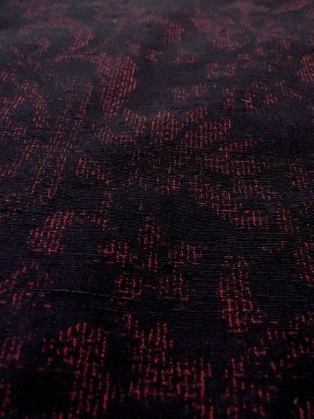 Photo8: N1007K Vintage Japanese kimono   Black TSUMUGI pongee for women / Silk. Chinese flower,   (Grade A+) (8)