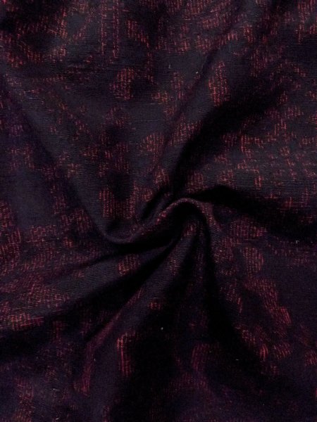 Photo11: N1007K Vintage Japanese kimono   Black TSUMUGI pongee for women / Silk. Chinese flower,   (Grade A+) (11)