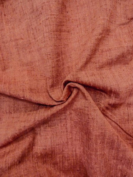 Photo10: N1007L Vintage Japanese kimono  Grayish Vermilion TSUMUGI pongee for women / Silk.    (Grade B) (10)