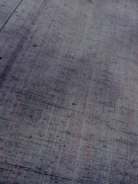 Photo7: Mint N1007N Vintage Japanese kimono  Bluish Gray TSUMUGI pongee for women / Silk. Line   (Grade A) (7)