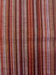 Photo5: N1007S Vintage Japanese kimono   Vermilion TSUMUGI pongee for women / Silk. Stripes   (Grade A) (5)