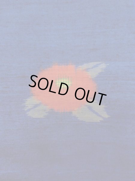 Photo5: N1007T Vintage Japanese kimono  Vivid Blue TSUMUGI pongee for women / Silk. Chrysanthemum   (Grade B) (5)