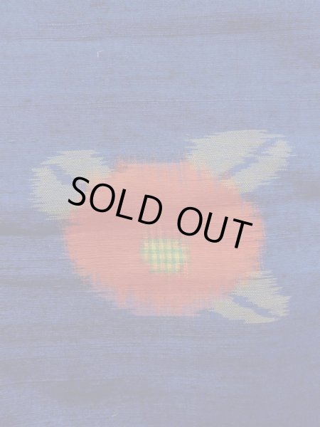 Photo6: N1007T Vintage Japanese kimono  Vivid Blue TSUMUGI pongee for women / Silk. Chrysanthemum   (Grade B) (6)