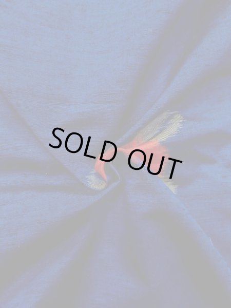 Photo9: N1007T Vintage Japanese kimono  Vivid Blue TSUMUGI pongee for women / Silk. Chrysanthemum   (Grade B) (9)