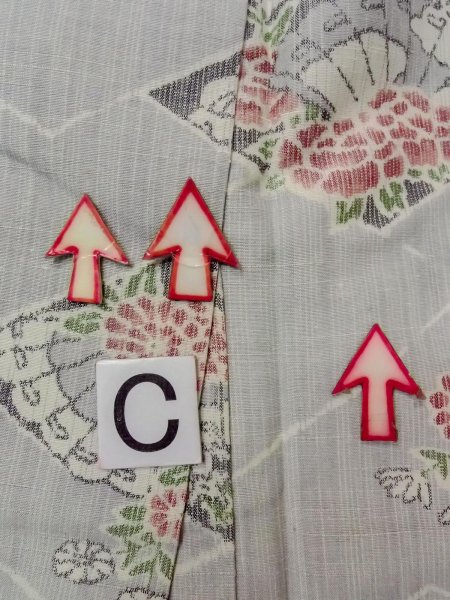 Photo16: N1007U Vintage Japanese kimono  Grayish Light Blue TSUMUGI pongee for women / Silk. Peony,   (Grade B) (16)