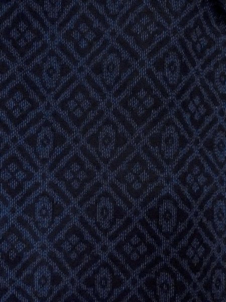 Photo3: N1007W Vintage Japanese kimono  Dark Indigo Blue TOKAMACHI-TSUMUGI for men / Silk. Diamond-shaped flowers   (Grade A) (3)