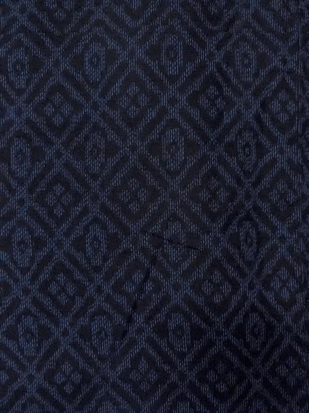 Photo4: N1007W Vintage Japanese kimono  Dark Indigo Blue TOKAMACHI-TSUMUGI for men / Silk. Diamond-shaped flowers   (Grade A) (4)