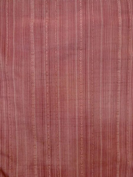 Photo4: N1007X Vintage Japanese kimono Light Grayish Dark Red TSUMUGI pongee for men / Silk. Stripes   (Grade A) (4)