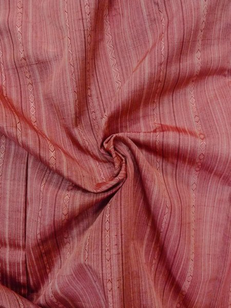 Photo10: N1007X Vintage Japanese kimono Light Grayish Dark Red TSUMUGI pongee for men / Silk. Stripes   (Grade A) (10)