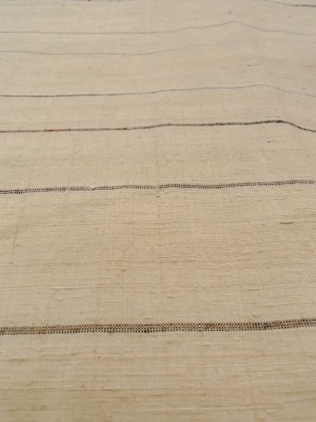 Photo8: N1008D Vintage Japanese kimono  Light Ivory TSUMUGI pongee for women / Silk. Line   (Grade A) (8)