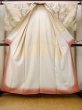 Photo2: N1015A Vintage Japanese kimono   Ivory TSUMUGI pongee for women / Silk. Flower   (Grade B) (2)