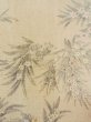 Photo5: N1015A Vintage Japanese kimono   Ivory TSUMUGI pongee for women / Silk. Flower   (Grade B) (5)