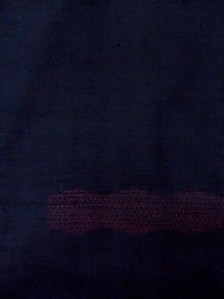 Photo3: N1015B Vintage Japanese kimono   Navy Blue ISHIGE-YUKI-TSUMUGI for women / Silk. Tortoise-shell pattern(Hexagonal pattern)   (Grade B) (3)